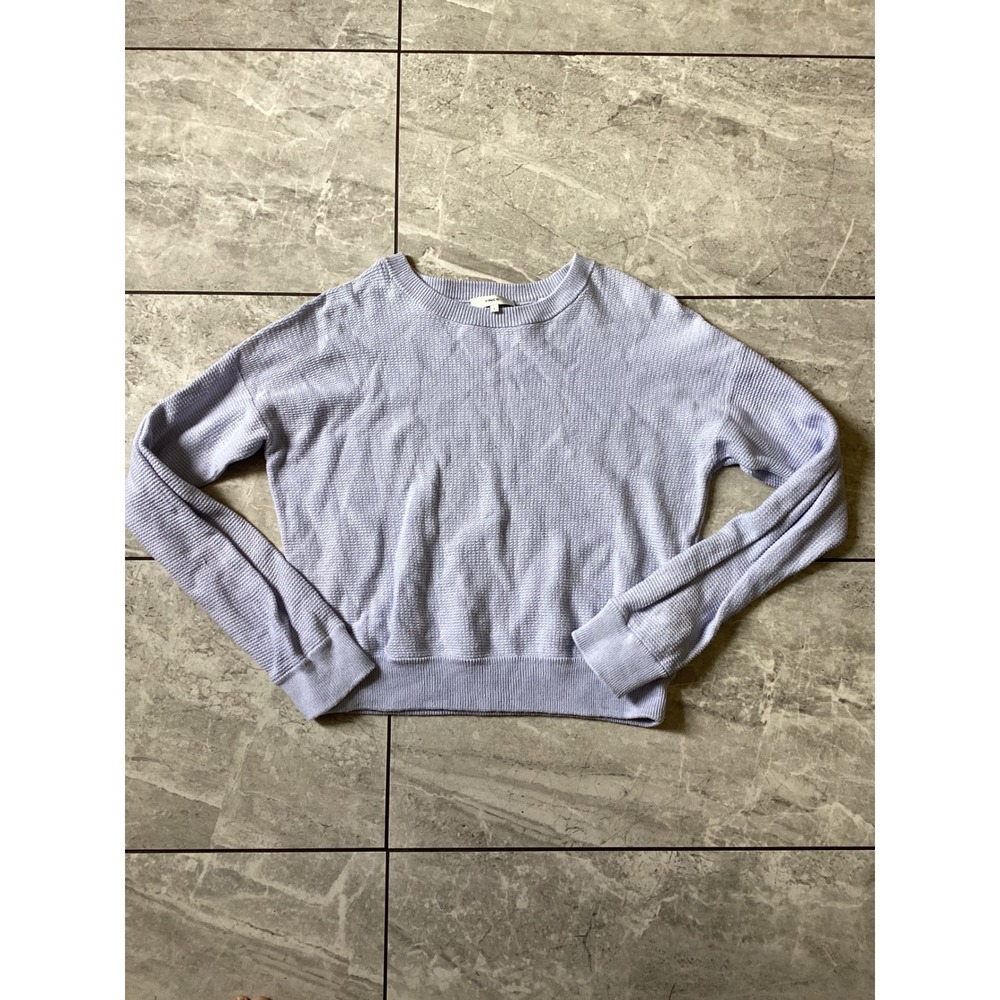 Vince Women Lavender Purple 100% Cotton Waffle Knit Crew Neck Sweater Small